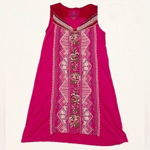Johnny Was JWLA Sabine Yoke Tank Embroidered Mini Tunic Dress